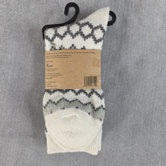 NWT Born Crew Socks Cashmere Wool Blend 2 Pack Women Shoe Sz 4-10 Green And Gray - Picture 2 of 6
